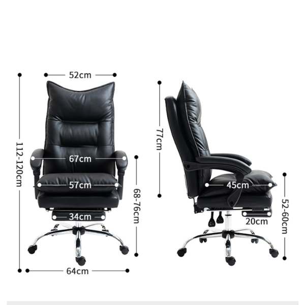 Ghế da văn phòng màu đen ngả lưng có gác chân: SG - 5173-1 - $hienthicat